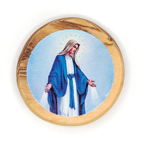 Our Lady of Grace Olive Wood Icon Magnet