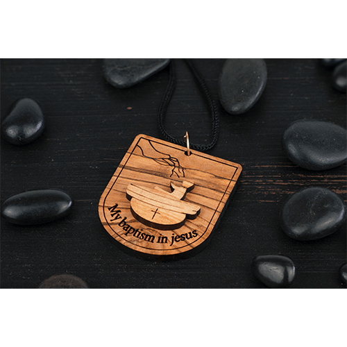 Olive Wood Keepsake Baptism Necklace