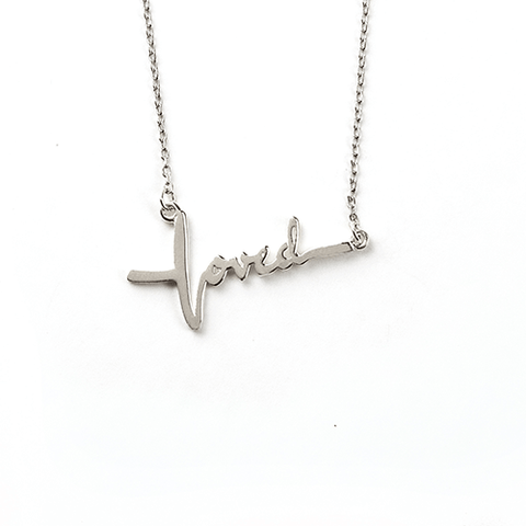 Loved Cross Necklace - Horizontal, Words of Life Sterling Silver Pendant Necklace