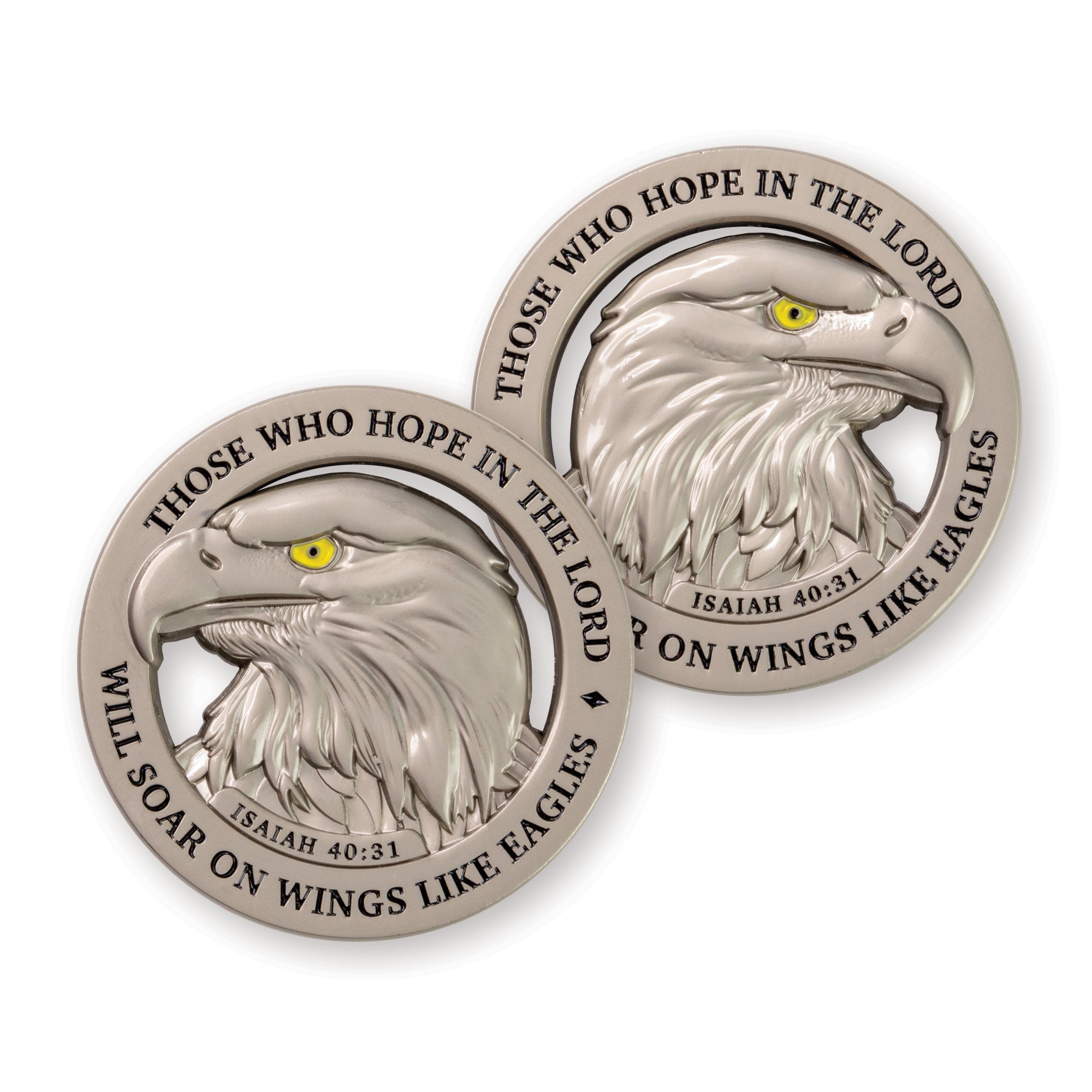 American Bald Eagle Challenge Coin, Satin Silver Plated