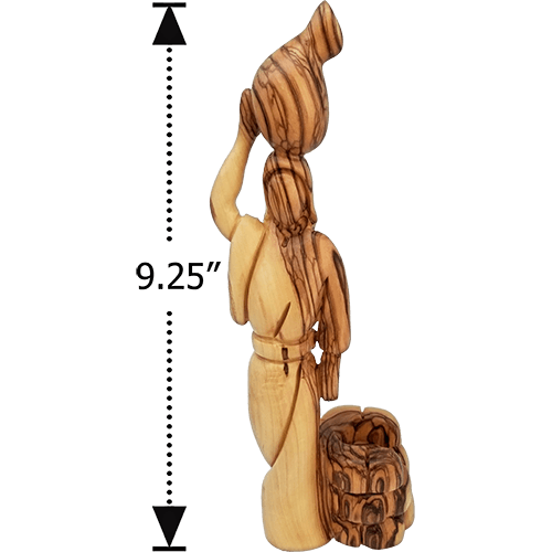 Holy Land Olive Wood Statue - Woman at the Well, 9" dimensions