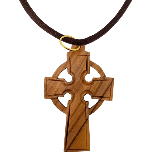 Olive Wood Celtic Cross Necklace