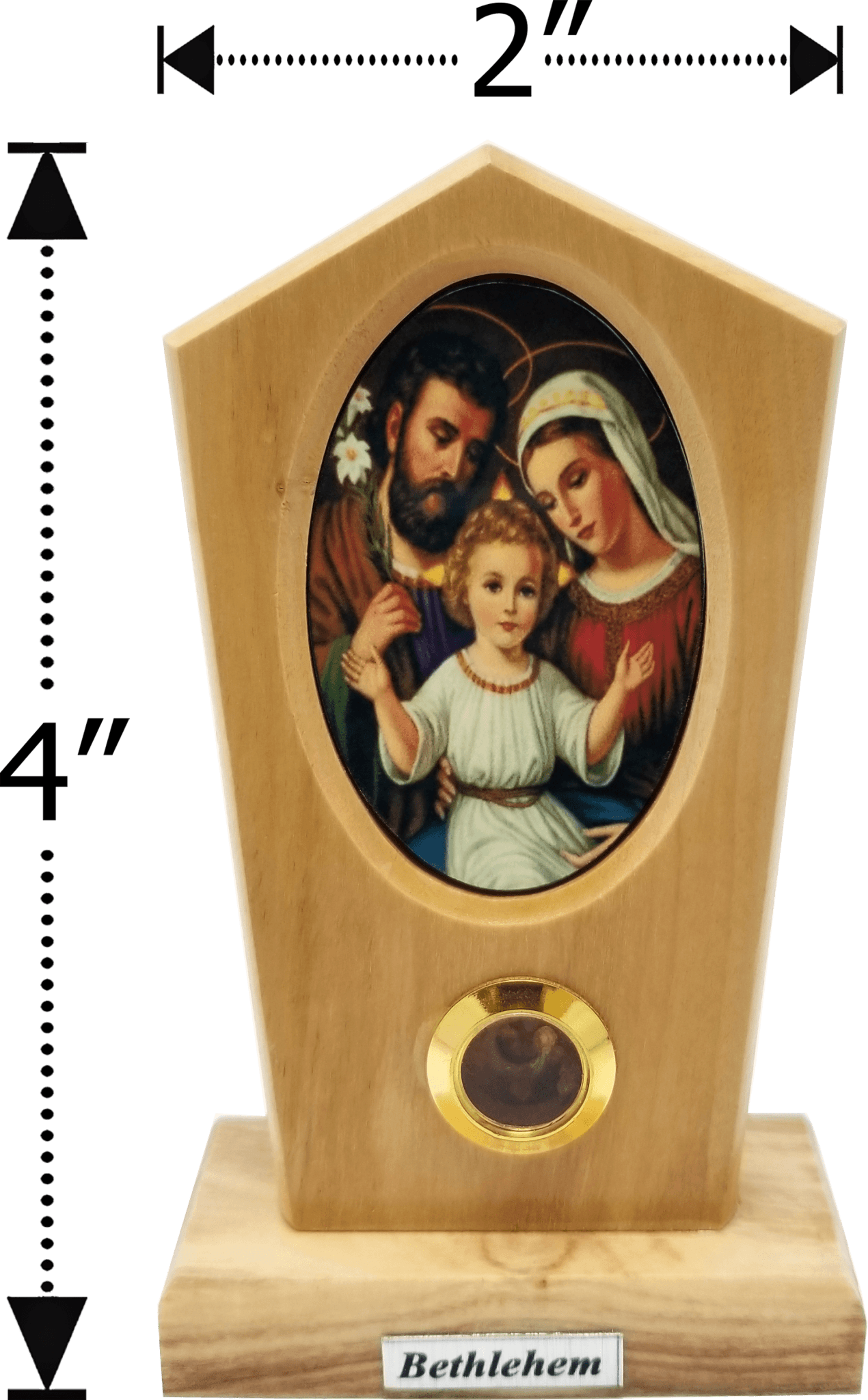 Holy Family Icon Olive Wood Stand dimensions