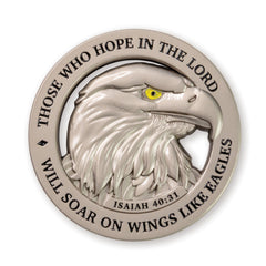 American Bald Eagle Challenge Coin, Satin Silver Plated