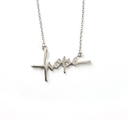 Hope Cross Necklace - Horizontal, Words of Life Sterling Silver Pendant Necklace