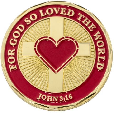 "For God So Loved the World" Gold Plated Challenge Coin - John 3:16