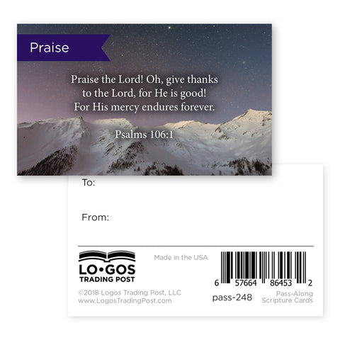 Pass Along Scripture Cards, Praise, Psalms 106:1, Pack 25