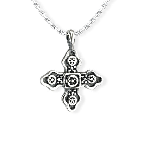 The Old Stone, Antioch Baptism Cross Sterling Silver Pendant Necklace