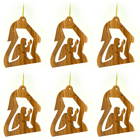 all 6 hanging wooden ornaments - Christmas angel