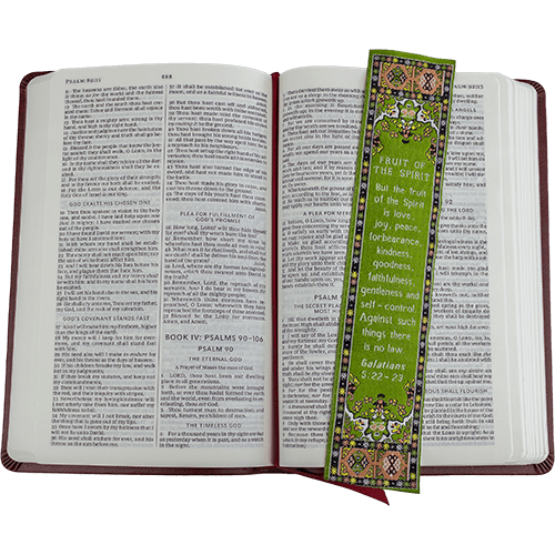 Mighty Man of God, Themed Assortment of 4 Woven Fabric Bible Verse Bookmarks, Silky Soft & Flexible Religious Bookmarkers for Novels Books & Bibles, Woven Design, Memory Verse Gift