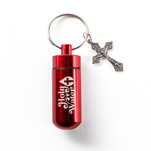 Catholic Holy Water Bottle Keychain Kit - Red, Bulk Set of 3