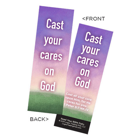 Children's Christian Bookmark, Cast Your Cares on God, 1 Peter 5:7 - Pack of 25 - Christian Bookmarks