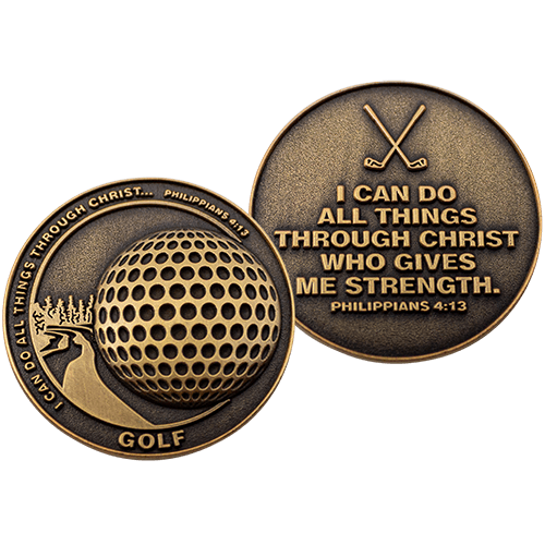 Front and back of Golf Team Antique Gold Plated Sports Coin