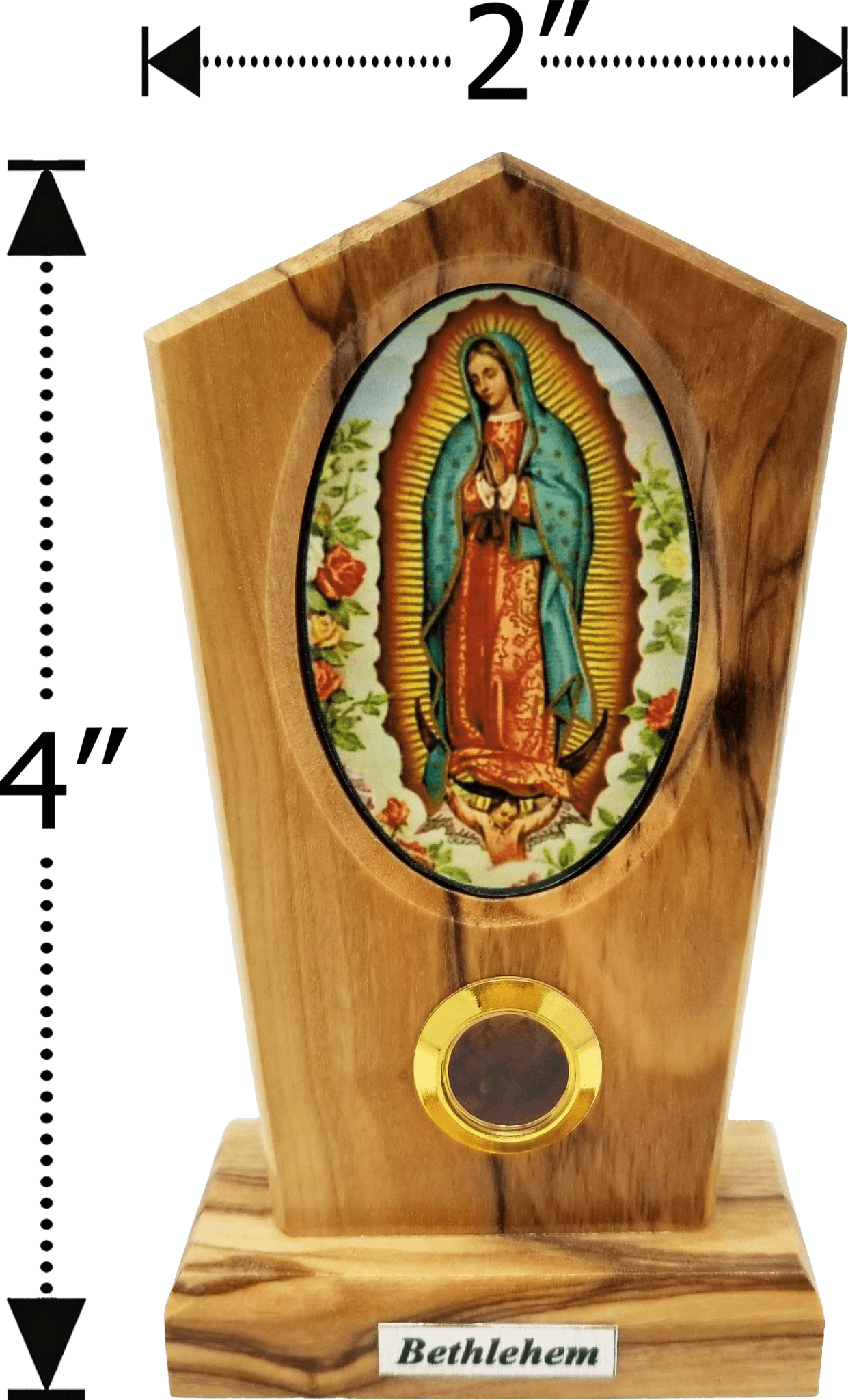 Our Lady of Guadeleupe Icon Olive Wood Stand