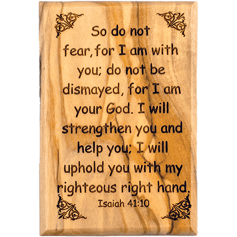 Olive Wood Bible Verse Fridge Magnets, Do Not Fear - Isaiah 41:10