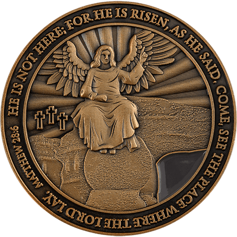 Resurrection of Jesus Antique Gold-Plated Religious Challenge Coin - Matthew 28:6