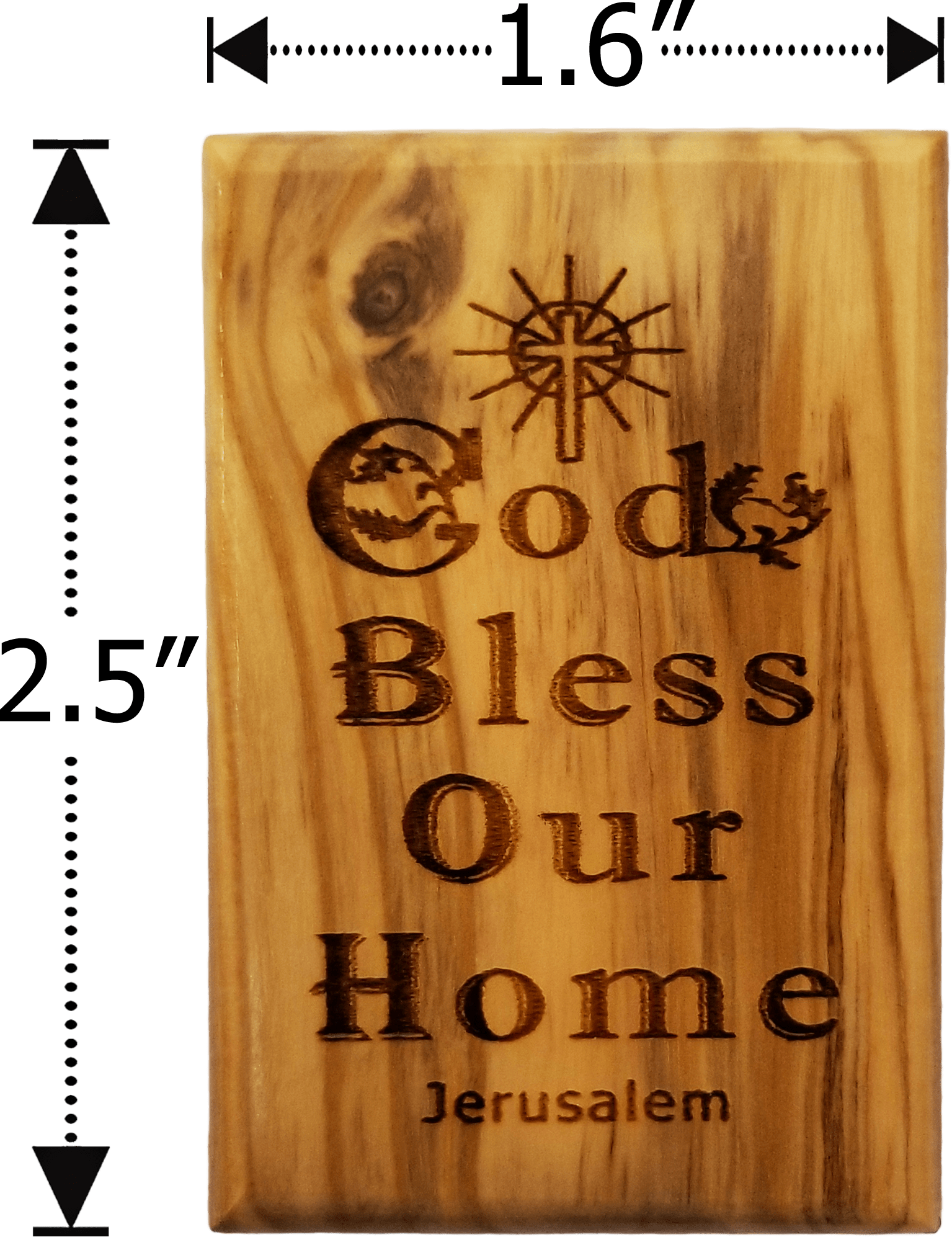 God Bless Our Home Olive Wood Magnet dimensions