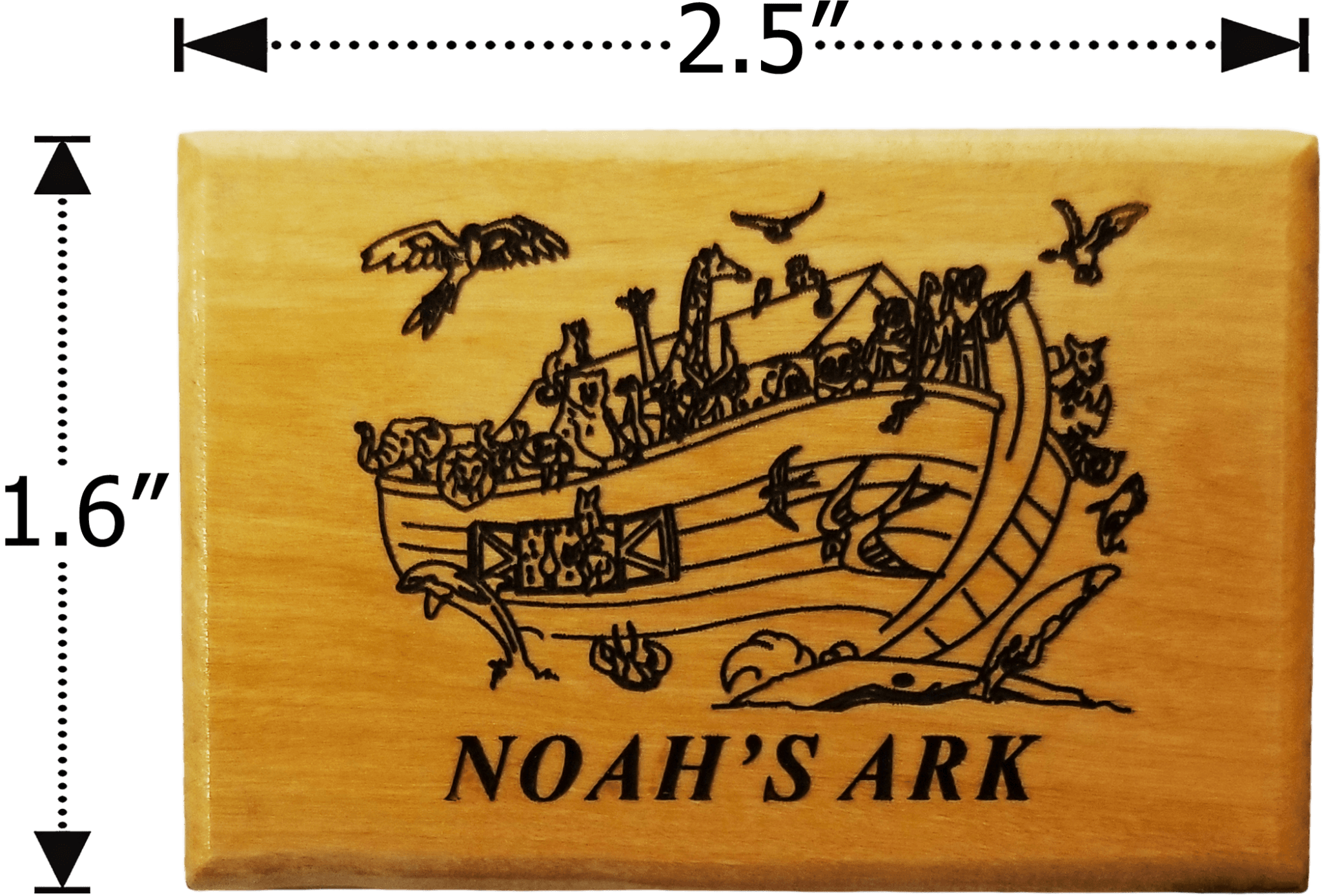 Noah's Ark with Birds Olive Wood Magnet