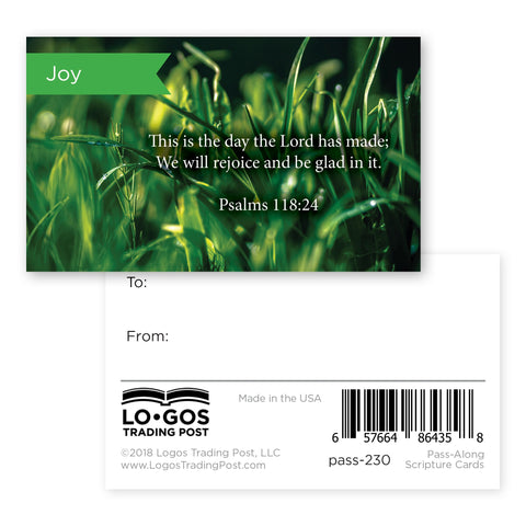 Joy, Psalms 118:24, Pass Along Scripture Cards, Pack 25