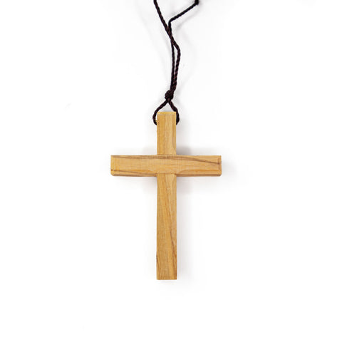Olive Wood Cross Pendant Necklace for Men & Women