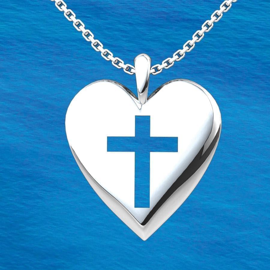 Simple Heart Cross Sterling Silver Pendant