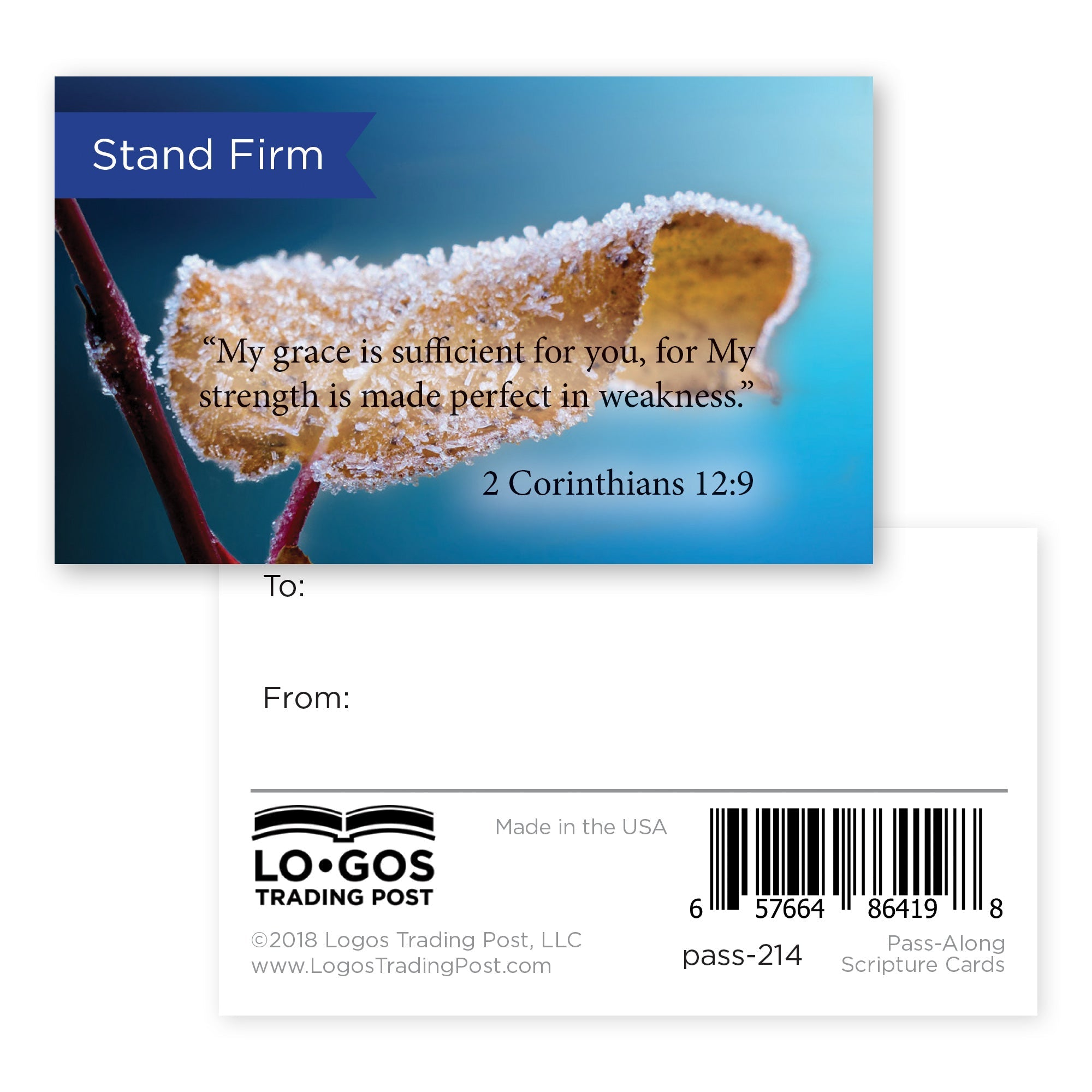 Stand Firm, 2 Cor 12:9, Pass Along Scripture Cards, Pack 25