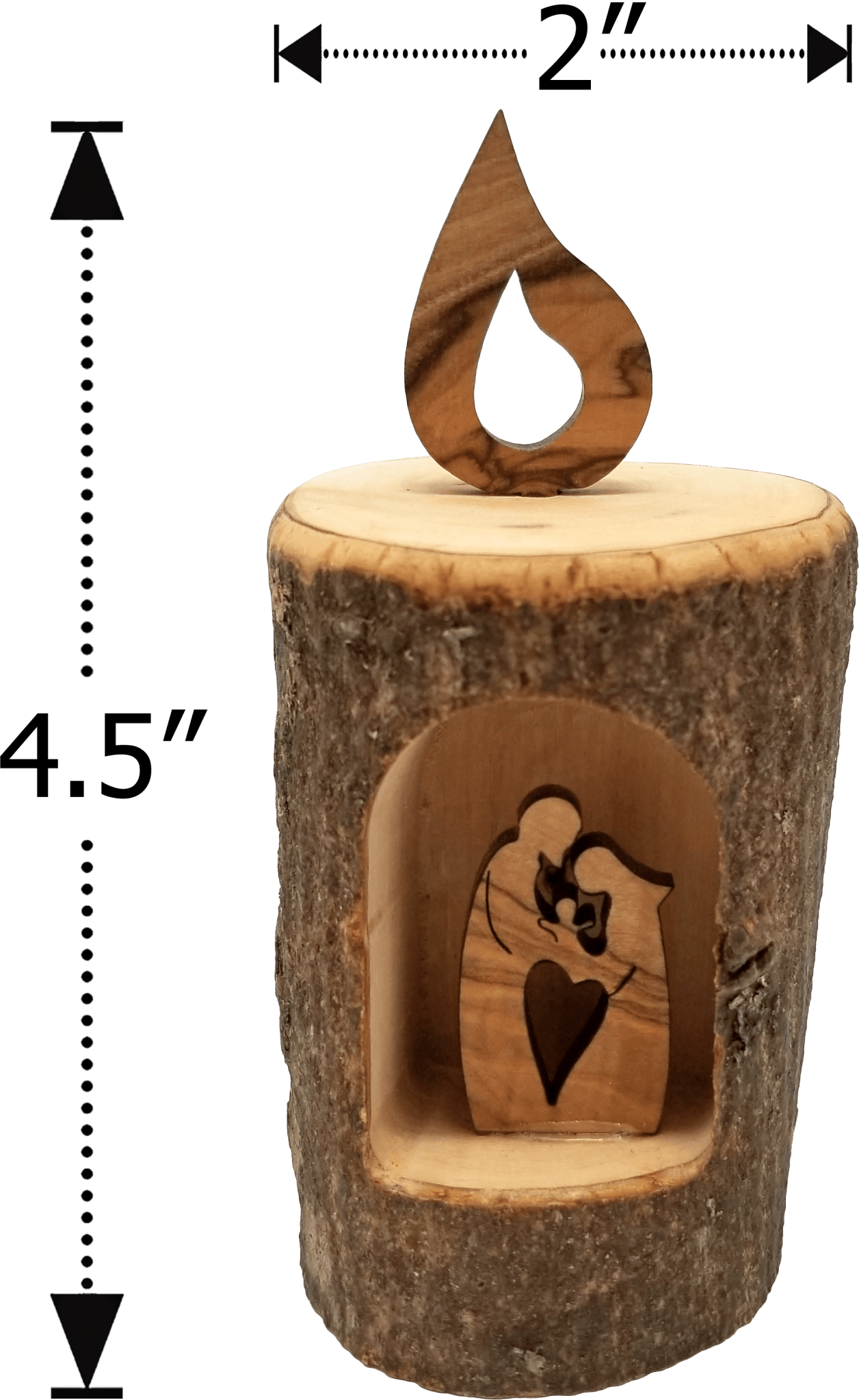 Holy Land Olive Wood Candle Nativity Log dimensions