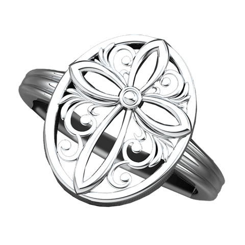 Encircled Cross, Sterling Silver Ring- Logos Jewelry