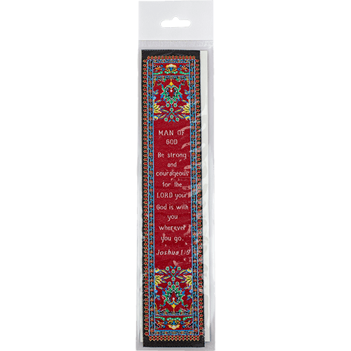 Man of God, Bulk Pack of 4 Woven Fabric Bible Verse Bookmarks, Silky Soft & Flexible Religious Bookmarkers for Novels Books & Bibles, Memory Verse Gift, Traditional Turkish Woven Design