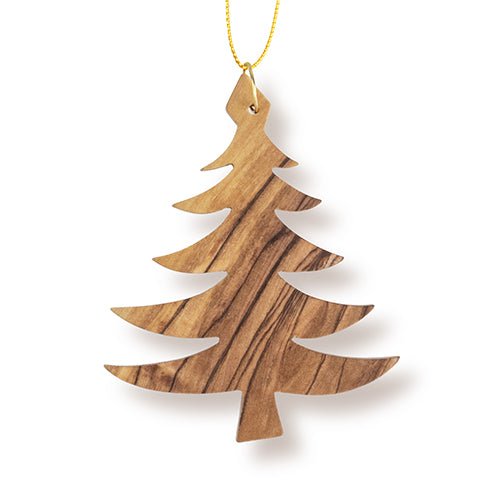 Pine Tree Christmas Ornament, Holy Land Olive Wood
