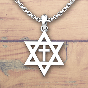 Star of David with Cross Set: Sterling Silver Pendant and Earrings