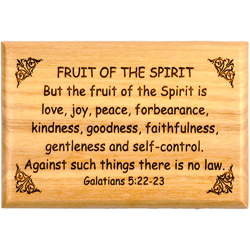Olive Wood Bible Verse Fridge Magnets, Fruit of the Spirit - Galatians 5:22-23