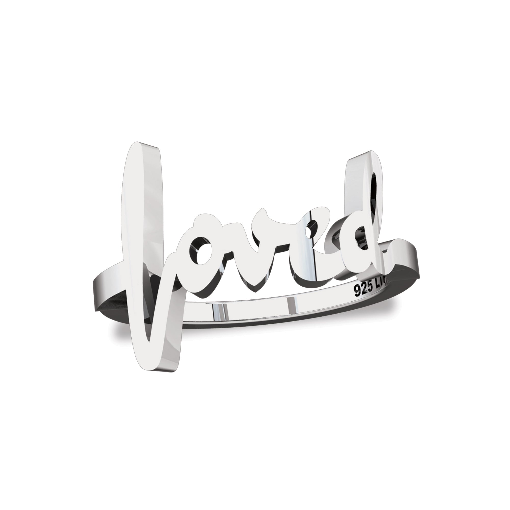 Loved Sterling Silver Script Cross Ring, Words of Life Collection