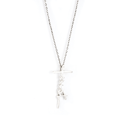 Trust Cross Necklace, Words of Life Sterling Silver Pendant Necklace