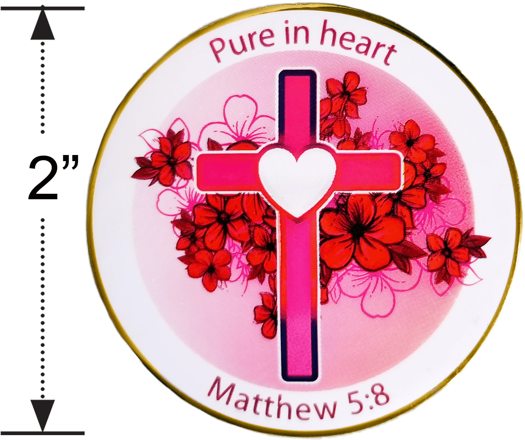 Gold Plated Christian Challenge Coin, Ladies Purity Coin, Matthew 5:8 - Logos Trading Post, Christian Gift