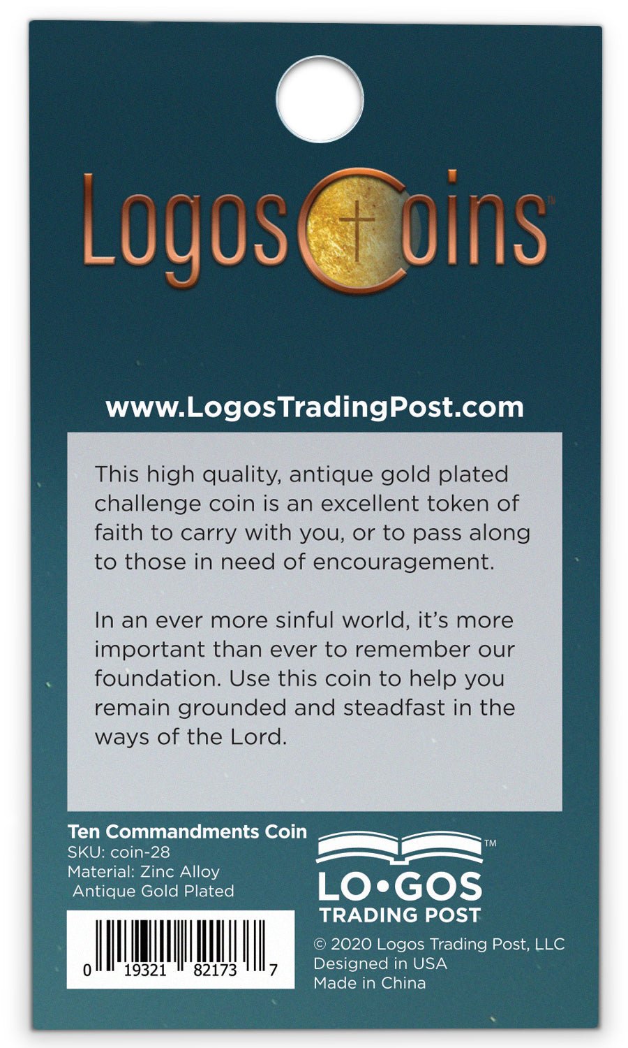 Ten Commandments Antique Gold Plated Challenge Coin