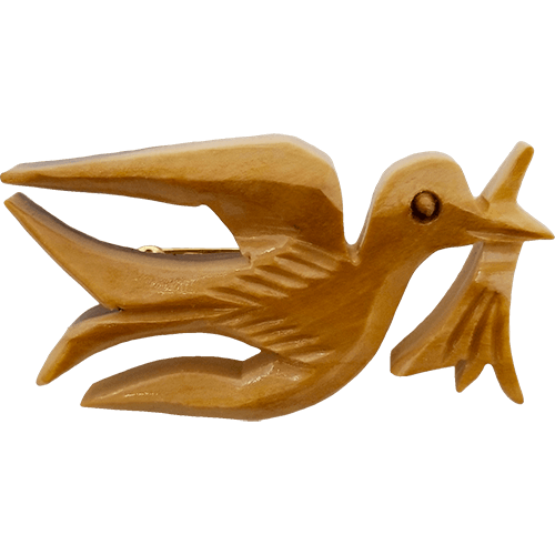 Dove with Branch Olive Wood Pin 