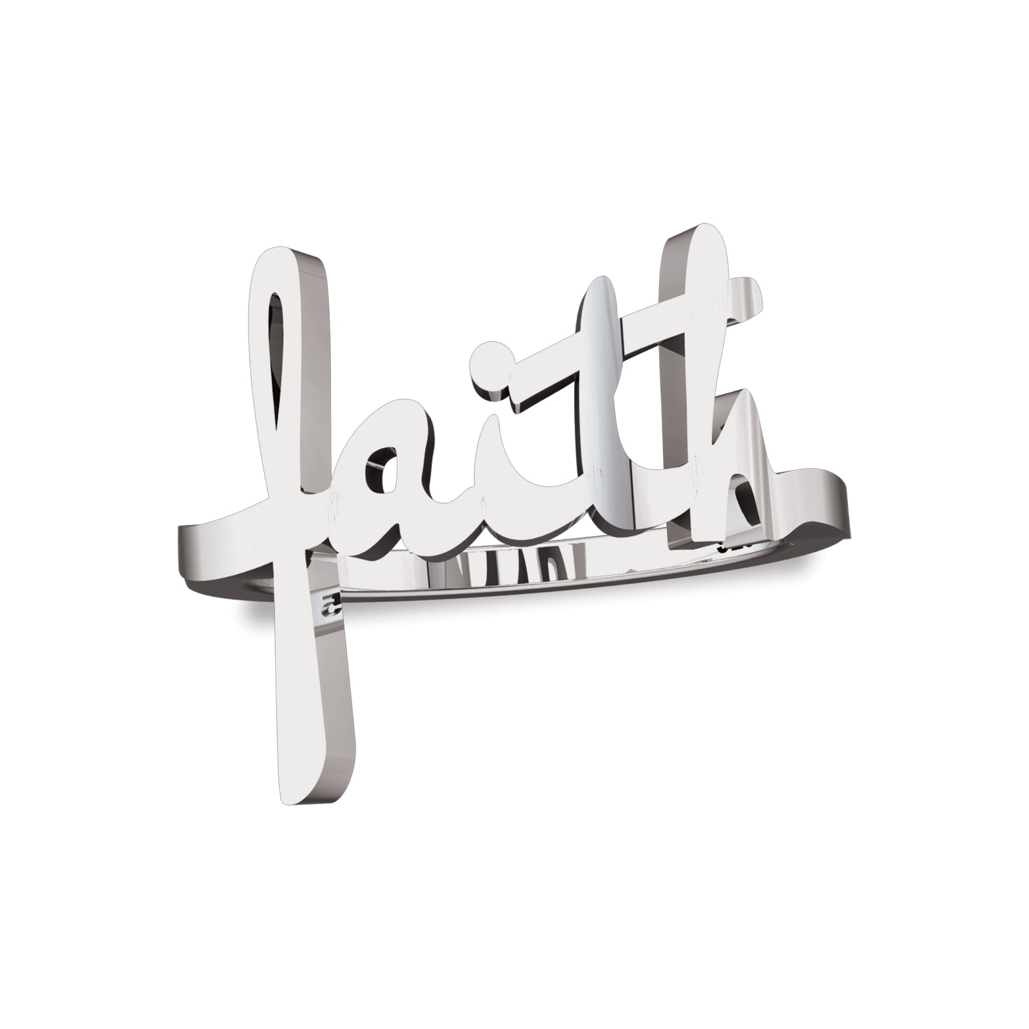 Faith Sterling Silver Script Cross Ring, Words of Life Collection