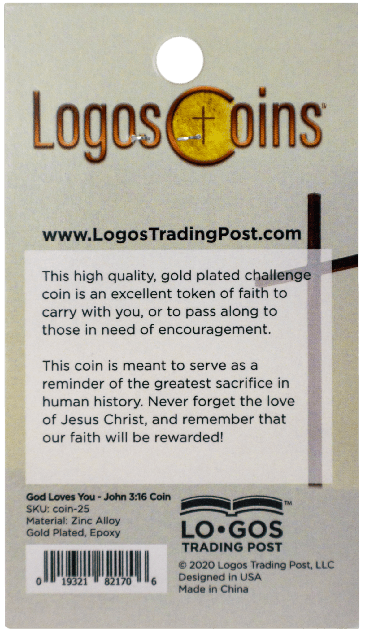 "For God So Loved the World" Gold Plated Challenge Coin - John 3:16