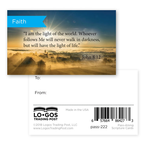 Faith, John 8:12, Pass Along Scripture Cards, Pack 25