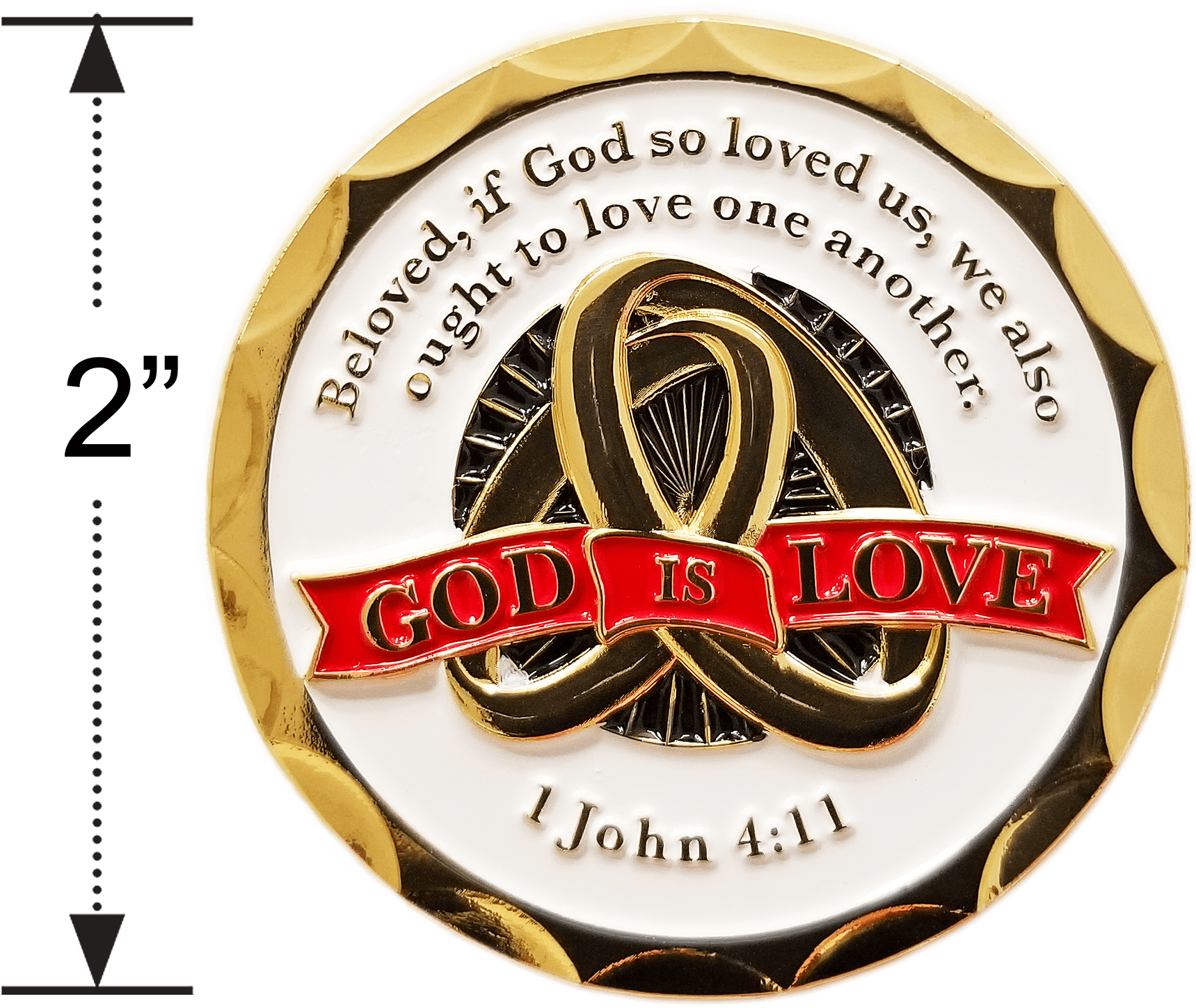 God is Love Gold Plated Christian Challenge Coin with size diameter 