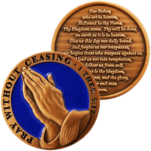 The Lord's Prayer Antique Gold Plated Christian Challenge Coin -  Matthew 6:9-13