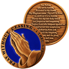 The Lord's Prayer Antique Gold Plated Christian Challenge Coin -  Matthew 6:9-13