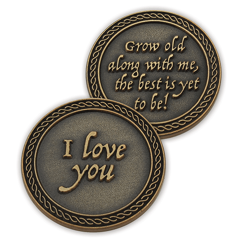 Front and back of I Love You Romantic Love Expression Antique Gold Plated Coin