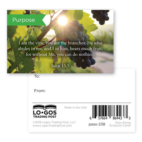 Pass Along Scripture Cards, Purpose, John 15:5, Pack 25