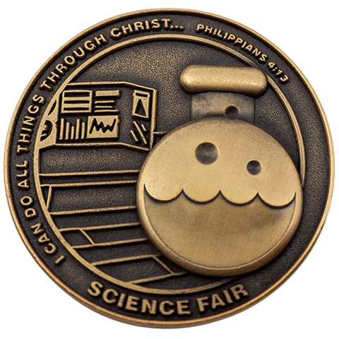 Science Fair Christian Antique Gold Plated School Coin - Philippians 4:13
