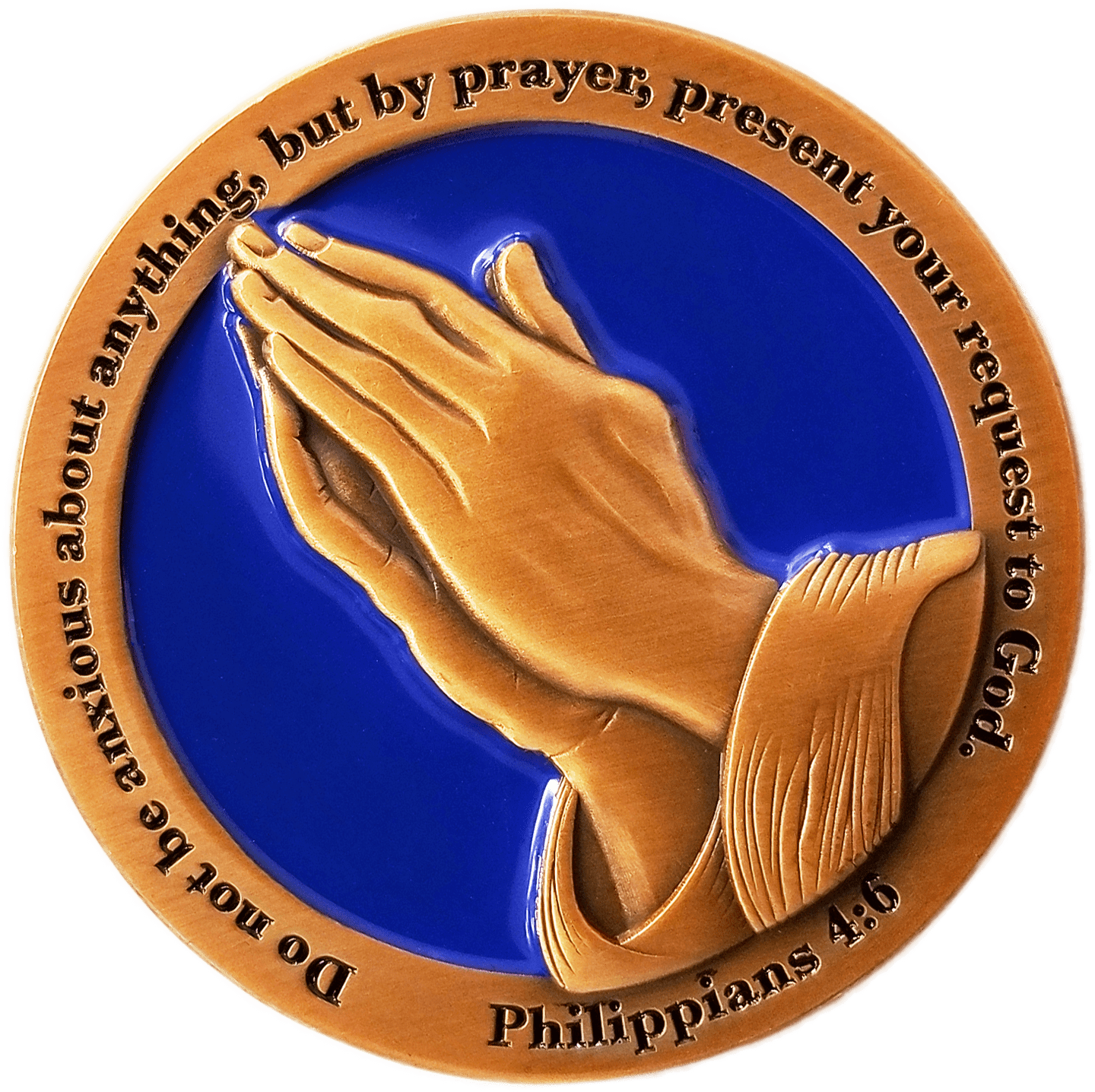 Serenity Prayer Antique Gold Plated Christian Challenge Coin - Philippians 4:6