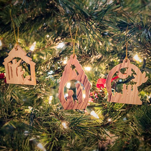 Wisemen & Star, Olive Wood Christmas Ornament