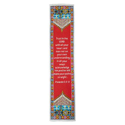 Trust in the Lord with All Your Heart, Themed Assortment of 4 Woven Fabric Bible Verse Bookmarks, Silky Soft & Flexible Religious Bookmarkers for Novels Books & Bibles, Woven Design, Memory Verse Gift