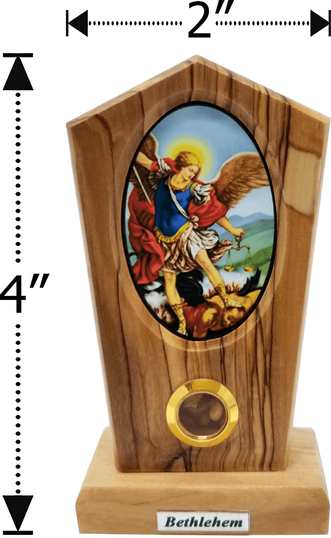 Saint Michael Icon Olive Wood Stand